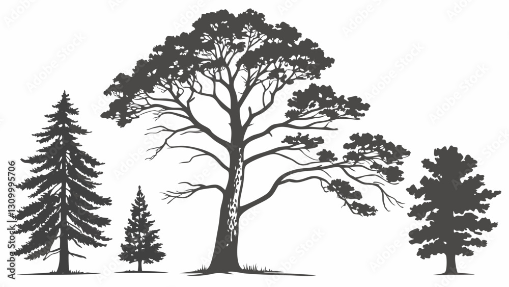 Obraz premium Set Variations of Vector Trees Icon