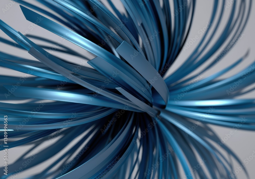 Fototapeta premium Abstract blue metallic strands creating a dynamic and flowing design