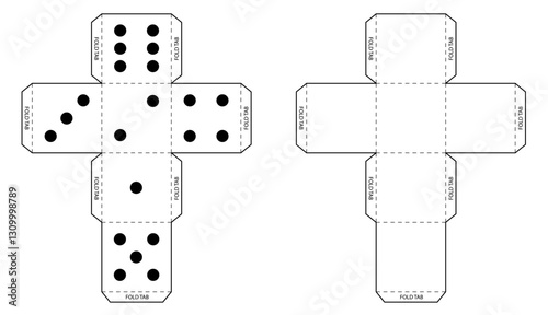 3D Geometric Dice Cube Template Set with Folding and Cut lines, For Kids