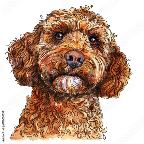 Minimalist doodle dog drawing – clean line art of a fluffy dog on white for modern decor