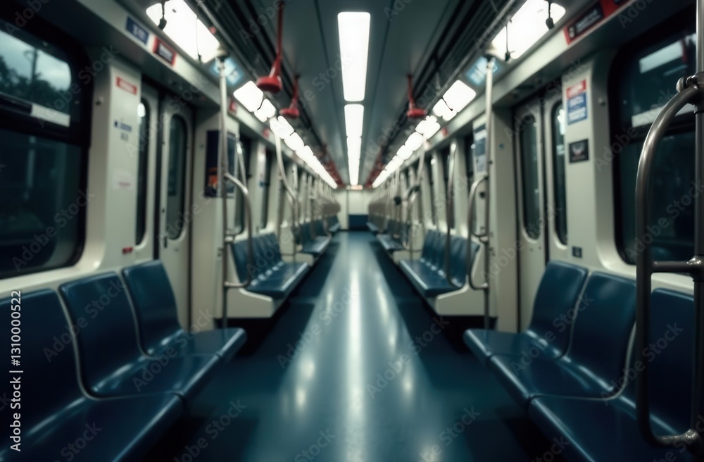 Interior of an empty modern subway train car Interior of an empty modern subway train car