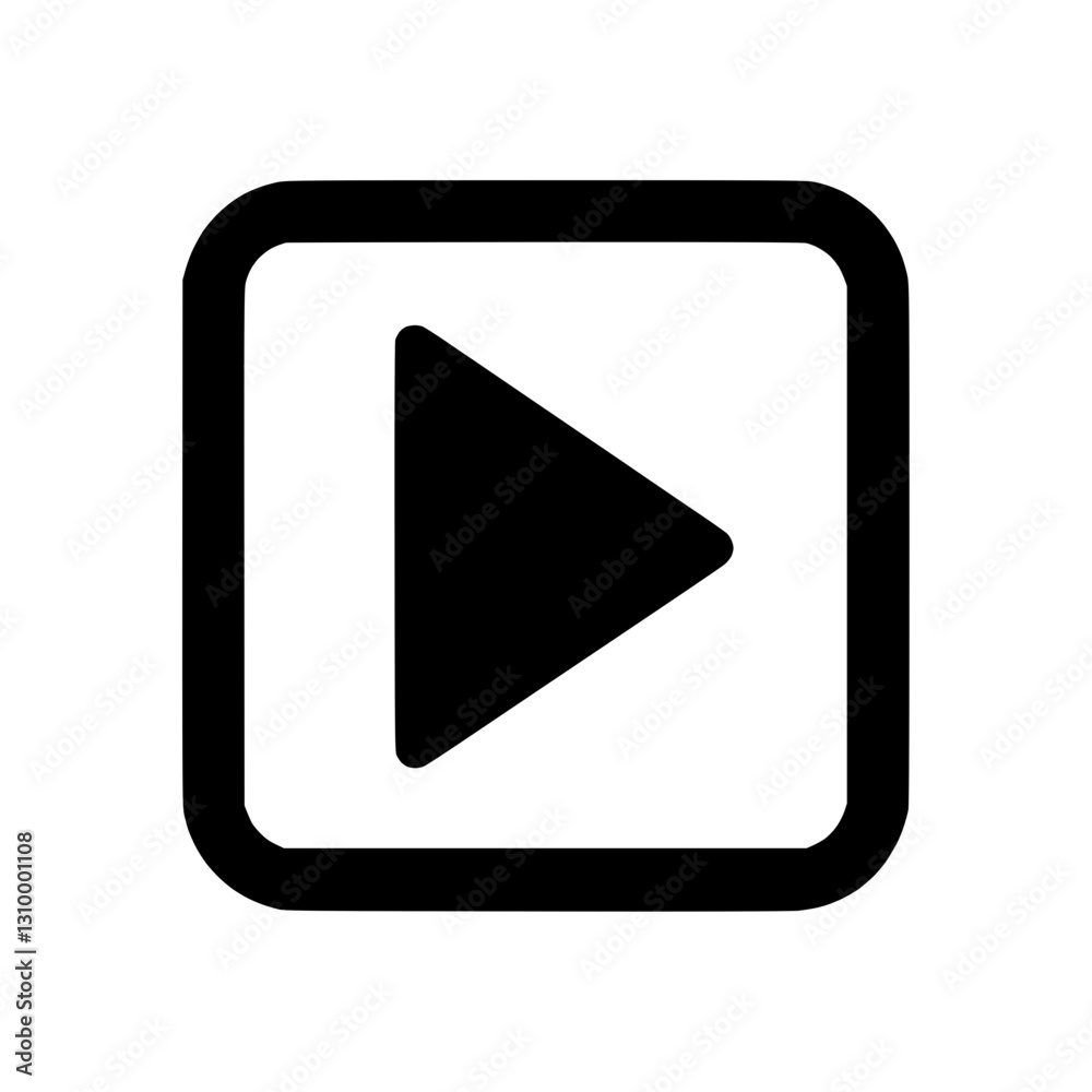 Play button icon in solid black representing media and entertainment Play button icon in solid black representing media and entertainment