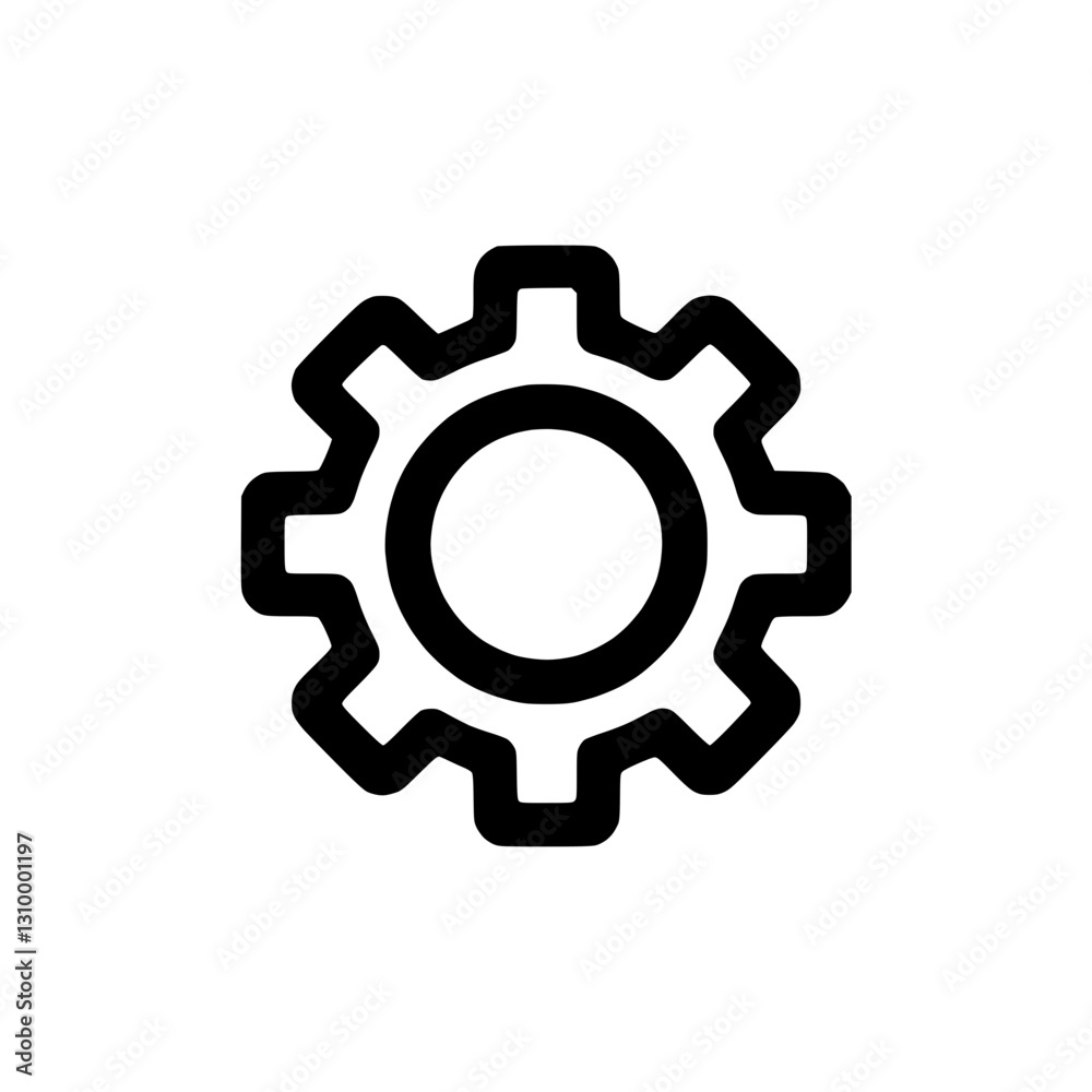 Gear icon in solid black representing mechanics and engineering Gear icon in solid black representing mechanics and engineering