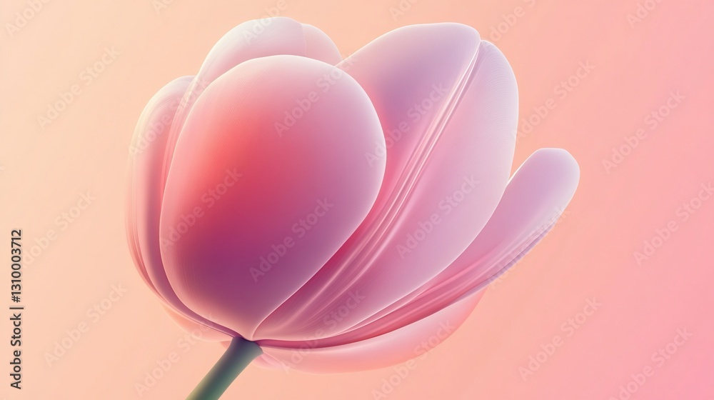 Fototapeta premium Pink tulip blossom, soft light, pastel background, spring design