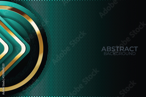 Teal gold abstract design, honeycomb backdrop, website header