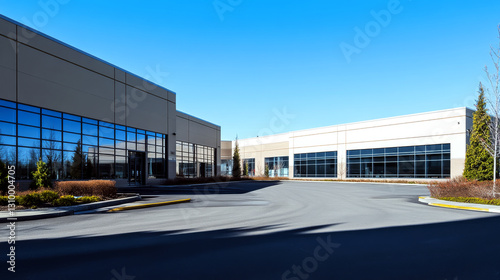 Wallpaper Mural Modern office building with large windows and a clear blue sky. Concept of business park architecture. For real estate marketing and commercial design visuals. Torontodigital.ca