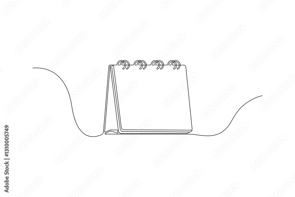 Obraz premium Continuous One Line Drawing of a Calendar, Minimalist Line Art Icon, Simple Planner Illustration