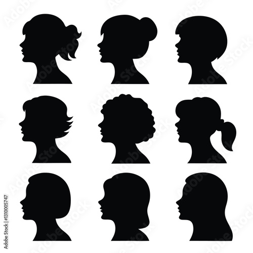 Collection of Women's Hairstyle Silhouettes