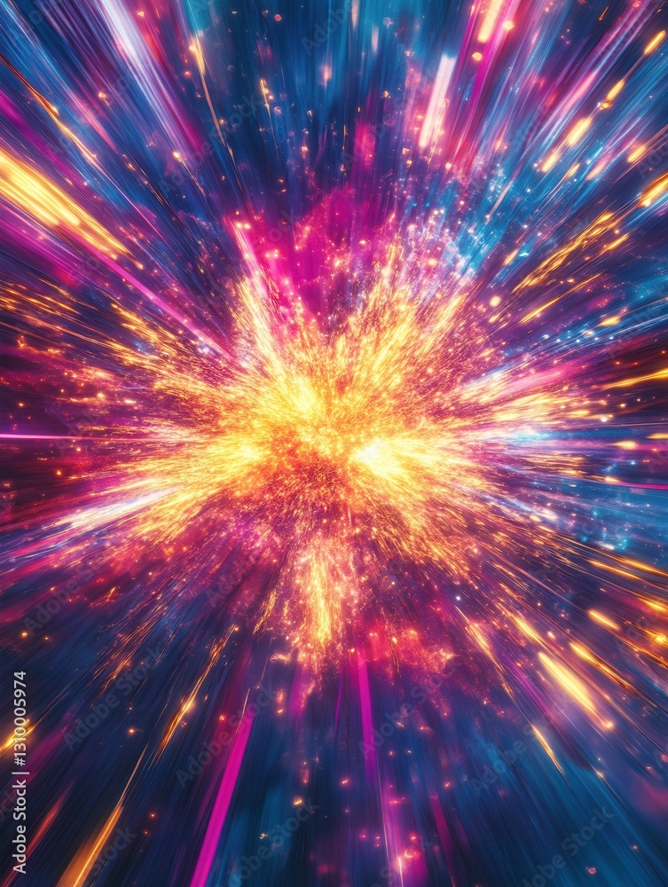 Bright neon explosion creates dynamic movement and surprise with vivid colors in an abstract background Generative AI Bright neon explosion creates dynamic movement and surprise with vivid colors in an abstract background Generative AI