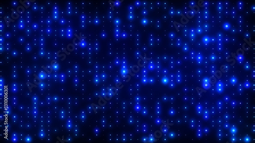 Blue glowing disco lights. Disco background of bright flicker wall lights. Disco wall for nightclubs, disco party and fashion events. VJ lights, LED screen, and stage show.