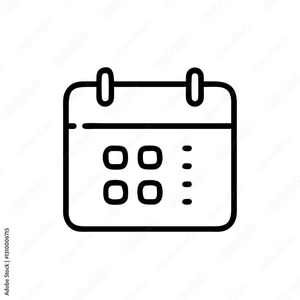 Digital calendar icon showing dates, planning and organization concept Digital calendar icon showing dates, planning and organization concept