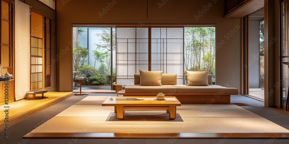 Fototapeta premium A serene interior showcasing traditional japanese style and design