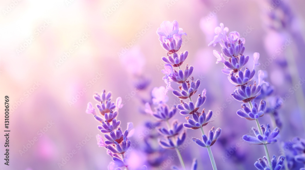 Close-up of lavender blooms in soft sunlight Close-up of lavender blooms in soft sunlight