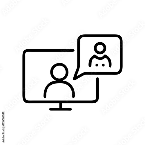Online meeting icon with participants, communication concept