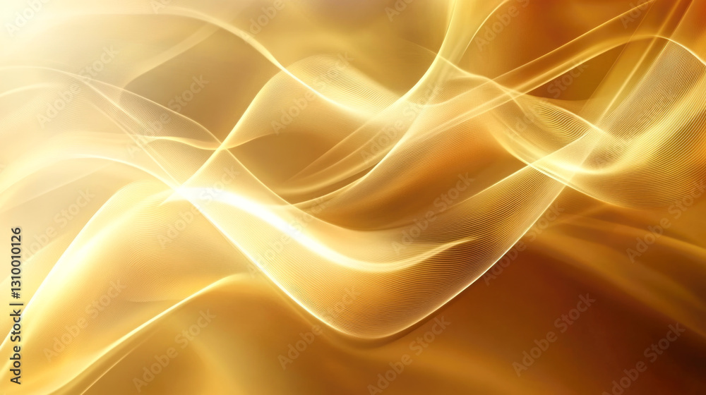 Golden abstract wavy light pattern with fluid motion and dynamic energy Golden abstract wavy light pattern with fluid motion and dynamic energy