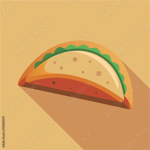 Colorful taco illustration with vibrant toppings on a warm background