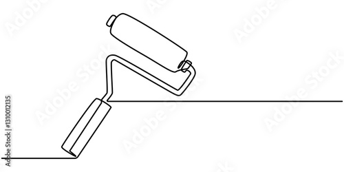 Continuous editable line drawing of paint roller. One line drawing background. Vector illustration. Paint roller icon in one line, Continuous Line Drawing of House Painting Icon. Hand Drawn Symbol. 