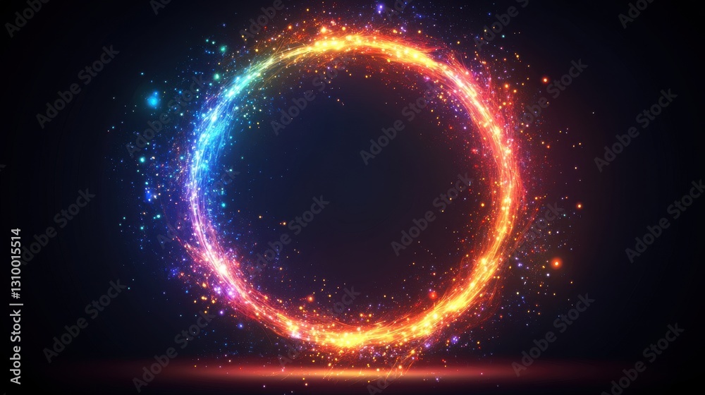 Celestial Ring: A Portal of Cosmic Light and Energy in Gradient Color