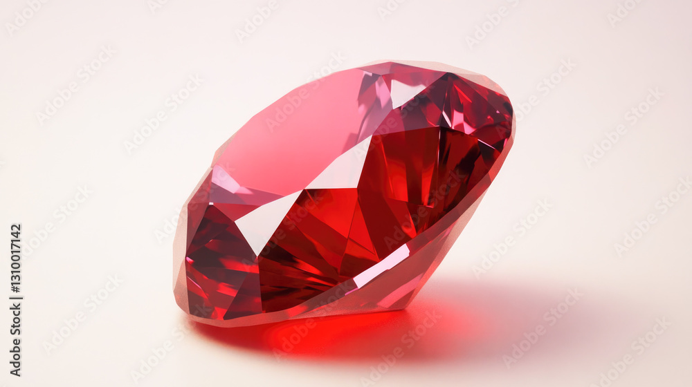 Brilliant red gemstone with faceted surface glimmering in natural light Brilliant red gemstone with faceted surface glimmering in natural light