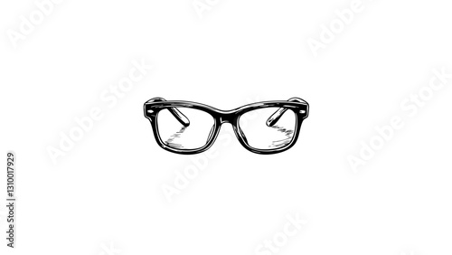 Vintage sketch of black eyeglasses on a white background  