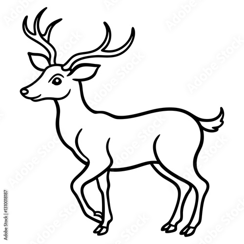 Cute Cartoon Deer with Antlers Coloring Page