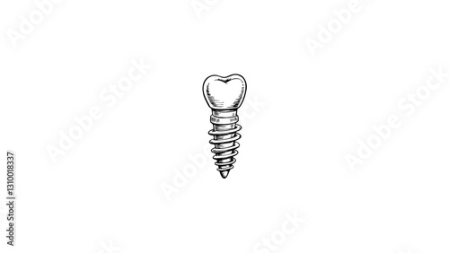 Vintage dental implant illustration on a white background  