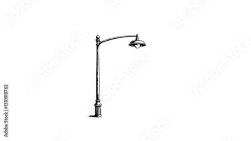 Vintage street lamp sketch against white background  