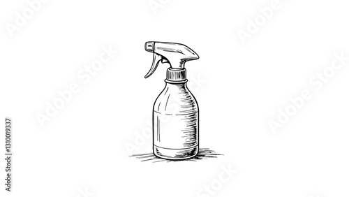 Vintage sketch of a spray bottle on a white background  