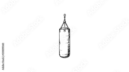 Vintage sketch of a punching bag against a white background  