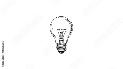 Vintage sketch of an electric light bulb on a plain background  