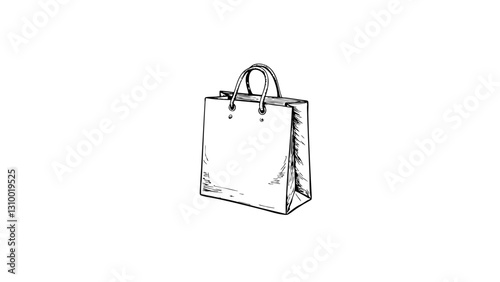 Vintage sketch of a shopping bag on a plain background  