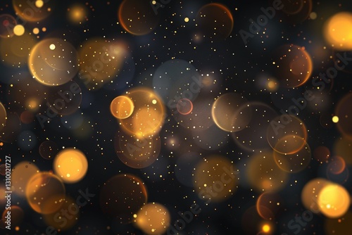 Golden cinematic bokeh glitter on black backdrop, dramatic lighting for movie posters and trailers