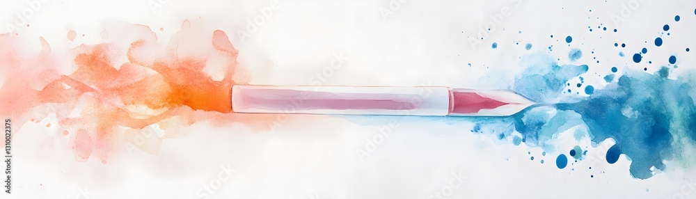 Fototapeta premium A vibrant blend of colors with a pen creating artistic splashes of emotion and creativity.