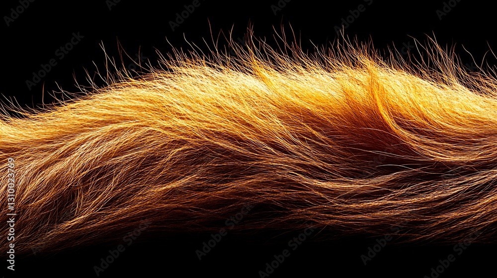 Fototapeta premium Close-up view of vibrant orange fur against a black background showcasing texture and detail