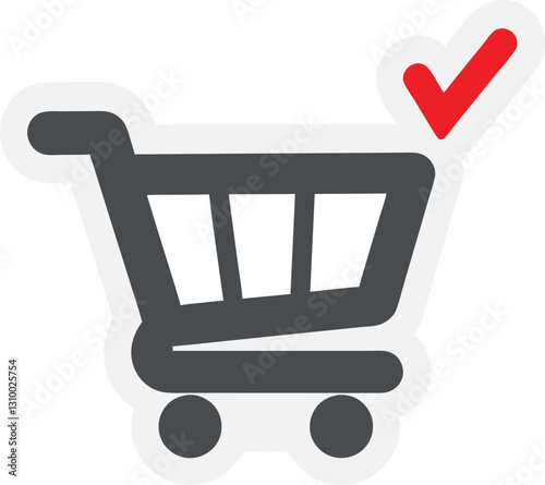 Shopping Cart Icon with red checkmark