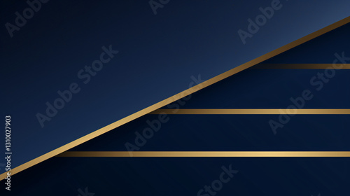 A simple blue and golden lines banner background with seamless gradient, perfect for luxury presentations and festive technology themes.

