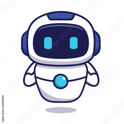Cute robot cartoon character. Science technology isolated character