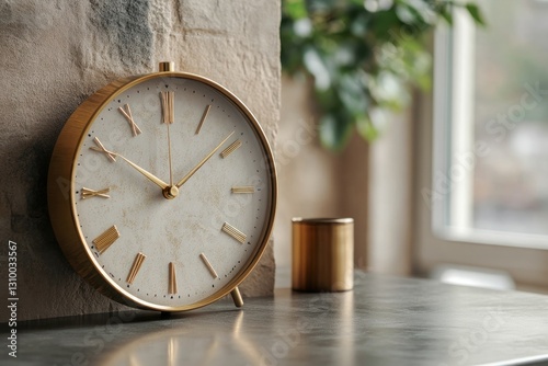 Wallpaper Mural Large Elegant Wall Clock with Golden Accents Torontodigital.ca