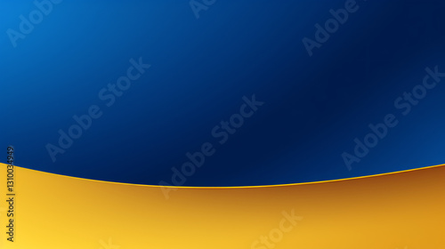 A subtle flat, straight, clear solid vector royal blue background with golden curved lines and a frame, ideal for display panel technology wallpaper.

