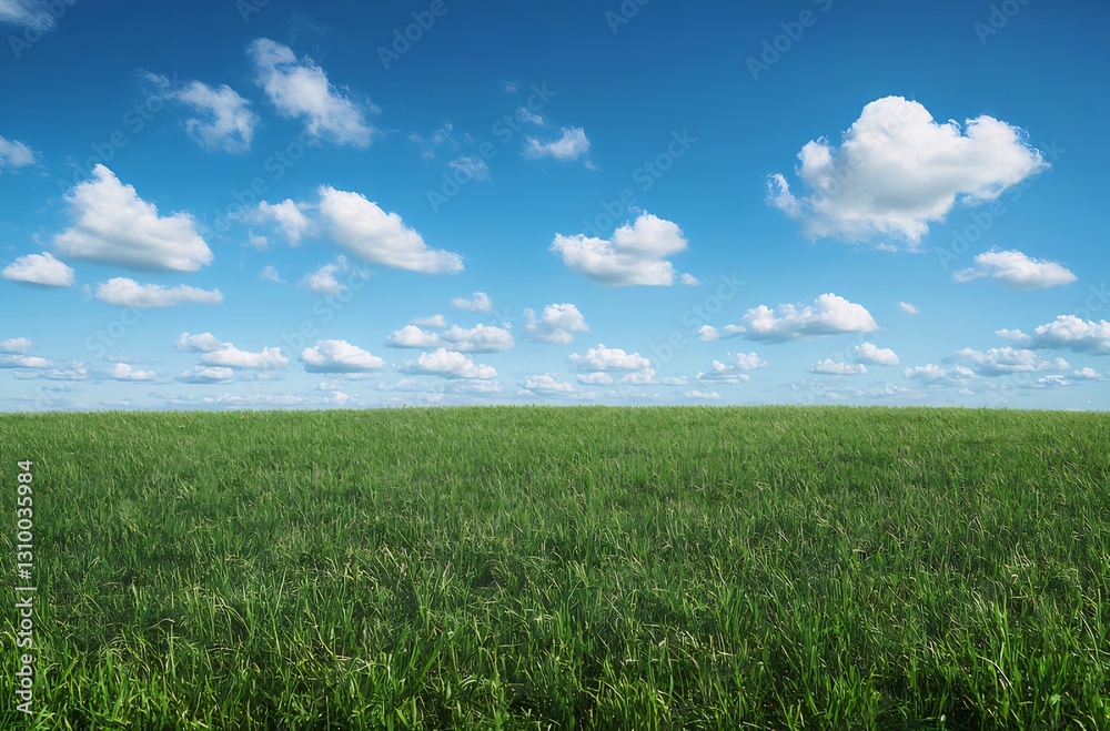 Green field, blue sky, cloudscape, idyllic, nature Green field, blue sky, cloudscape, idyllic, nature