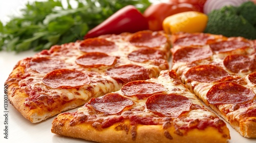 Delicious pepperoni cheese pizza slices
