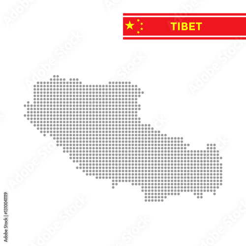 Dotted map of Tibet Province in China