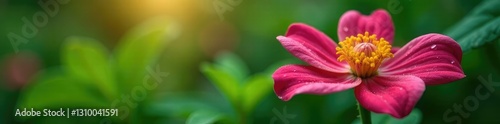 Flower with dew drops and greenery surrounding it, gardenphotos, bloom photo