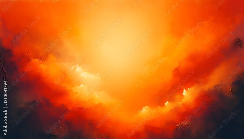 Naklejka premium Dramatic Orange Sunset Sky: Majestic Nature's Artistic Glow Above the Horizon