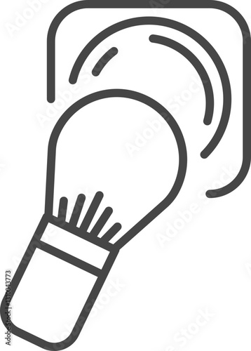 Stylish line art illustration of a makeup brush applying powder.  Perfect for beauty blogs, cosmetic websites, or app interfaces. Clean, modern design ensures versatility.