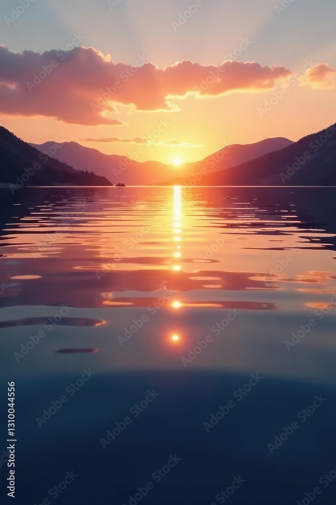 gradient silver light reflections on lake surface at sunrise, shimmering light, water reflection gradient silver light reflections on lake surface at sunrise, shimmering light, water reflection