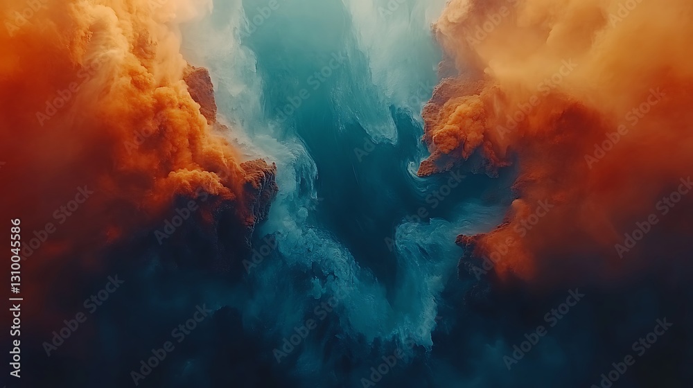 Artistic convergence of turquoise and ochre hues in abstract cloudscape Artistic convergence of turquoise and ochre hues in abstract cloudscape