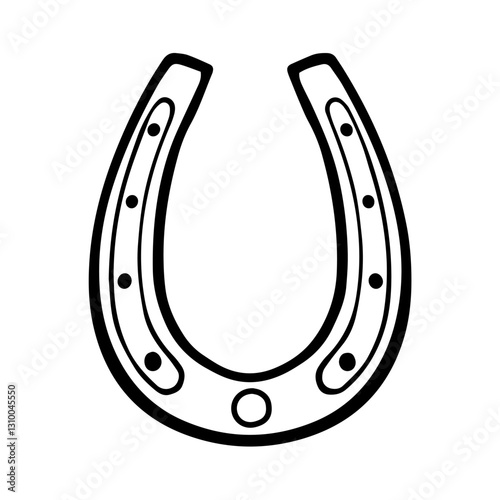 Hand drawn doodle horseshoe. Traditional symbol of good luck and prosperity, western element. Symbol of St. Patrick s Day. Isolated vector illustration