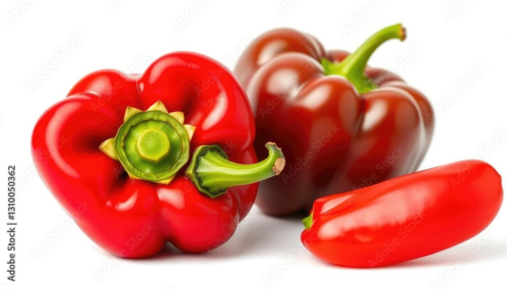 Single vibrant red bell pepper isolated on pure white background, background, single Single vibrant red bell pepper isolated on pure white background, background, single