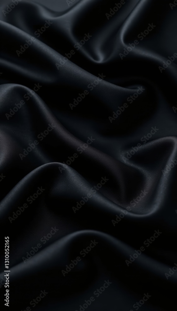 Fototapeta premium Luxurious black silk, subtle sheen, ample empty space, silk texture, high-end textile